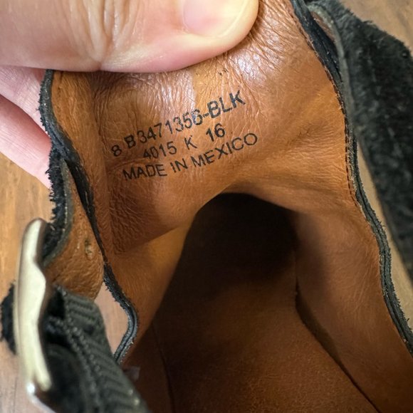 FRYE Meghan Suede Bootie Black Cutout Ankle Boots Buckle - Picture 9 of 11